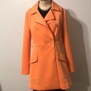 Vero Moda Orange Double-Breasted Trench Coat